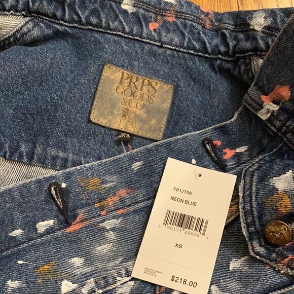 PRPS print splatter cropped Jean jacket M - Picture 4 of 8